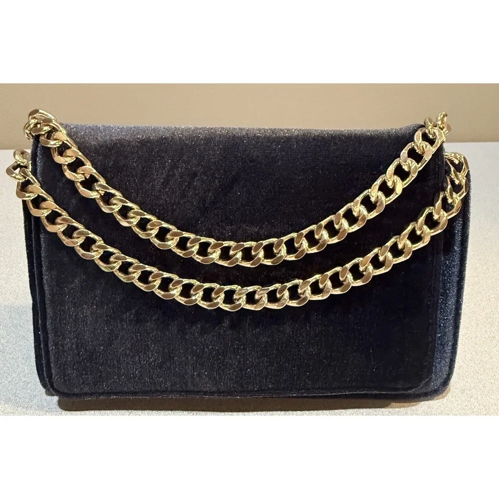 Anthropologie Velvet Crossbody Wallet inner mirror‎ slip pocket Magnetic closure - Picture 10 of 10